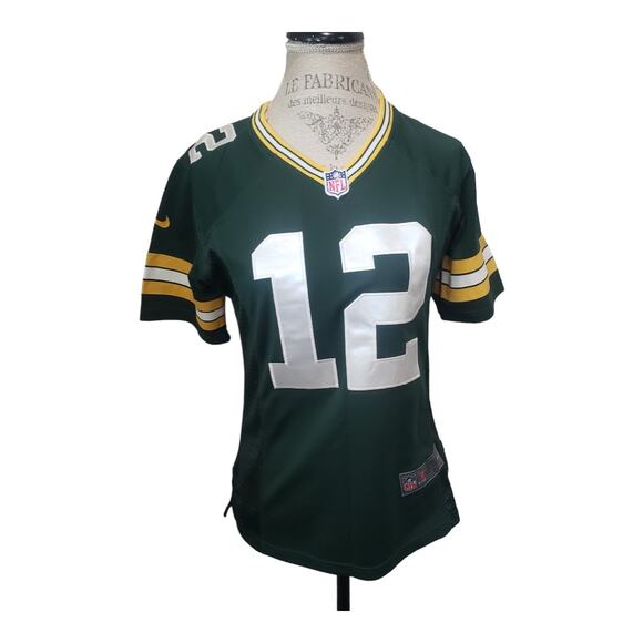 NFL Nike On Field V Neck Green Bay Packers Rodgers No. 12 Short Sleeve Jersey - Picture 2 of 12